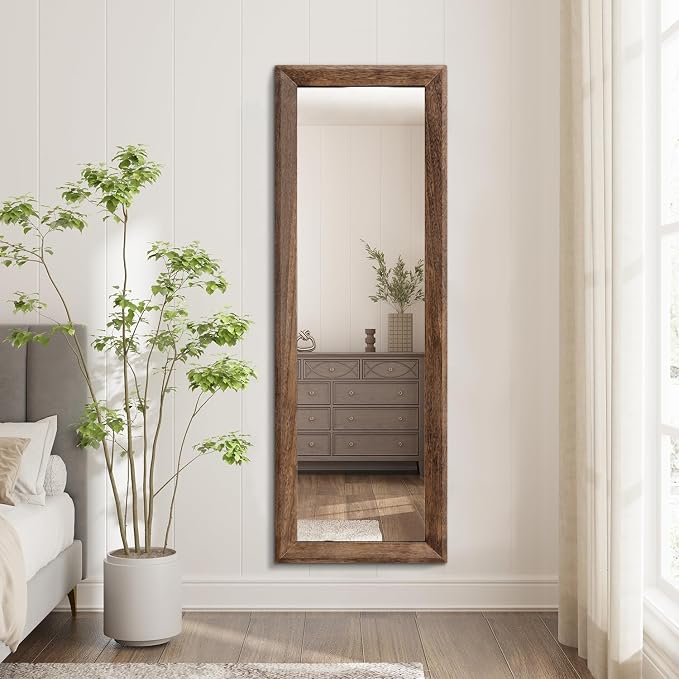 AAZZKANG Hanging Mirror Full Length Vintage Large Mirrors Wooden Framed | 47"x16" Bedroom Living Room Bathroom Entryway Wall Mounted Mirror Vertically or Horizontally