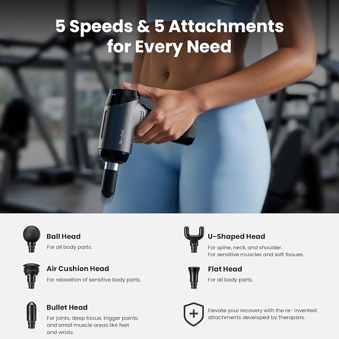 BOB AND BRAD T2 Massage Gun, Deep Tissue Percussion Muscle Massage Gun for Back and Neck, Upgraded 4000 mah Battery, HSA Handheld Electric Back Massager for Athletes Pain Relief FSA Eligible