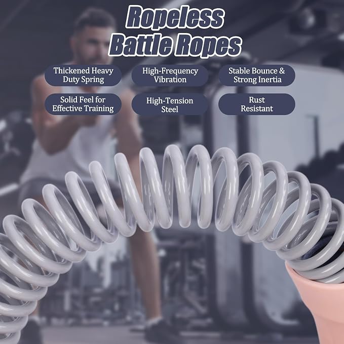 2nd Gen Ropeless Battle Ropes for Home Gym, Heavy Duty Portable Cordless Battle Ropes with Integrated Spring (No Screws), Weighted Exercise Rope for Men & Women, HIIT Workout Equipment