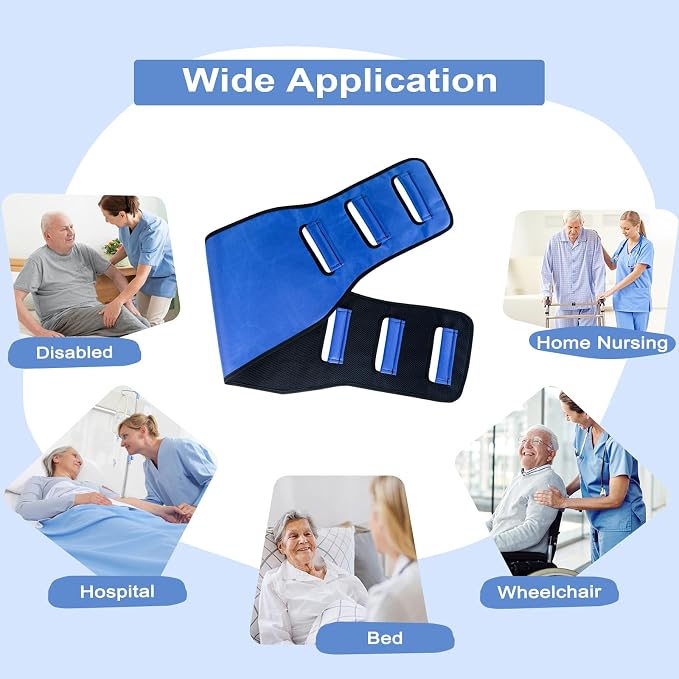 Transfer Belt Transfer Sling Padded Gait Belts with Seniors Patient Lift | Heavy Duty Gait Belt,Mobility Standing and Lifting Aid for Disabled,Elderly,Injured-Safely Move from Bed and Wheelchair(Blue)