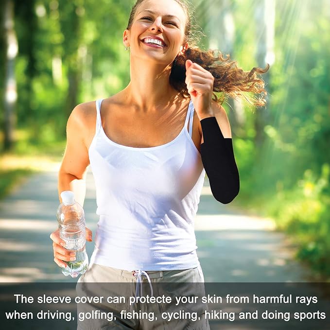 SATINIOR 8 Pairs Sun Protection Cooling Arm Sleeves Upper Compression Sleeve Plus Size Slimming Arm Shaper Wrap for Women