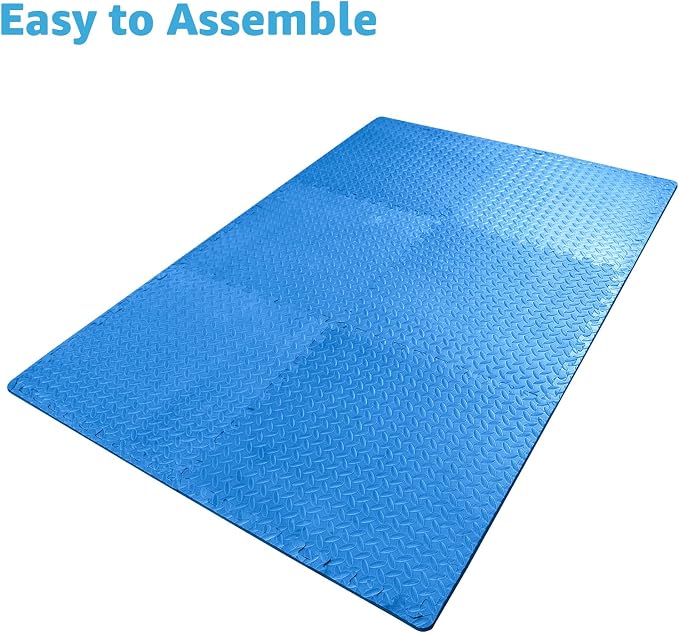 Art3d 48 Sq.Ft Eva Puzzle Exercise Mats, 1/2" Thick Foam Interlocking Tiles for Flooring, Workout, Gym Equipments, Pack of 12, Blue