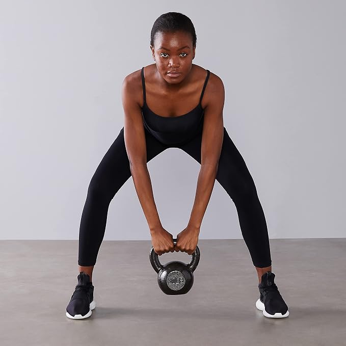 Amazon Basics Cast Iron Kettlebell for Strength Training, Textured Wide Handle, Black