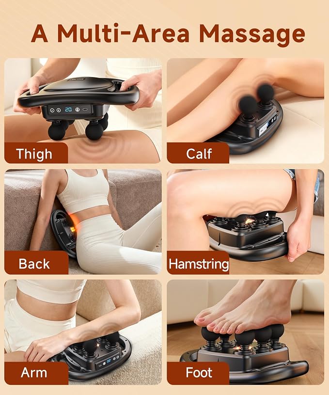 AERLANG Massage Gun Deep Tissue Muscle Back Massager for Pain Relief 6 Head | Percussion Multi Head Massage Gun Tool Handheld Massager with 9 Levels 4 Modes Portable Muscle Massager Gifts for Men Women