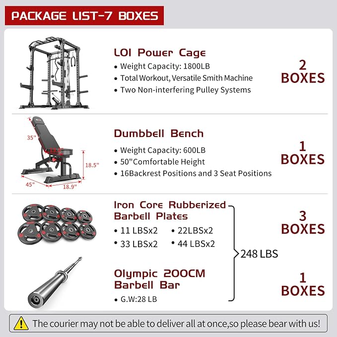 Power Cage Multi-Function Power Rack with Cable Crossover System,1500 LBS Capacity Squat Rack with Weight Bench,for Home Gym