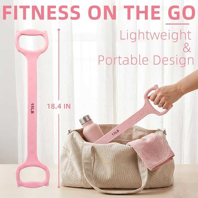 Figure 8 Resistance Band with Handles: 2 Pack Silicone Stretch Bands for Yoga, Pilates, Home Workout - 15LB 25LB Exercise Band Set for Arms, Back & Shoulder
