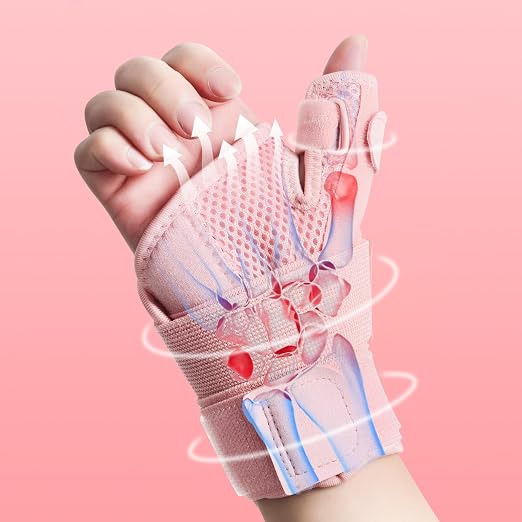 Comfortable Breathable Thumb Brace for Women Typing, Adjustable Thumb Spica Splint Wrist Support for All-Day Daytime Work and Office Use, Lightweight Fit for Left or Right Hand