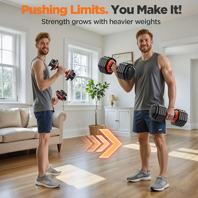 2026 FDB2 Updated Adjustable Dumbbell Set of 2, 5-in-1/10-in-1 Weights Dumbbell Set with Storage Box, 25lbs/55lbs Adjustable Weights with Anti-slip Silicone Grip, Weight Set For Home Gym Suit both Men and Women