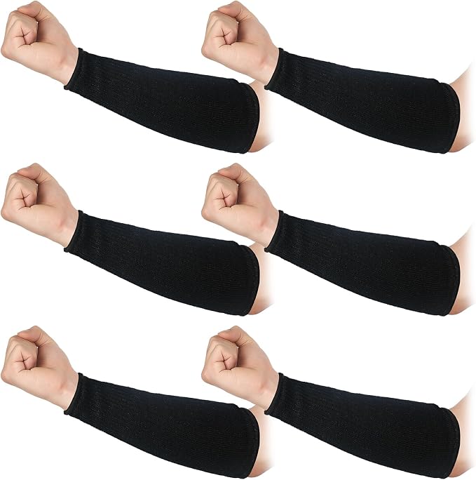 Sintege 3 Pairs Arm Protectors for Thin Skin and Bruising Cut Resistant Forearm Sleeve Level 5 Arm Burn Protection Sleeve (Black,9.8 Inch)