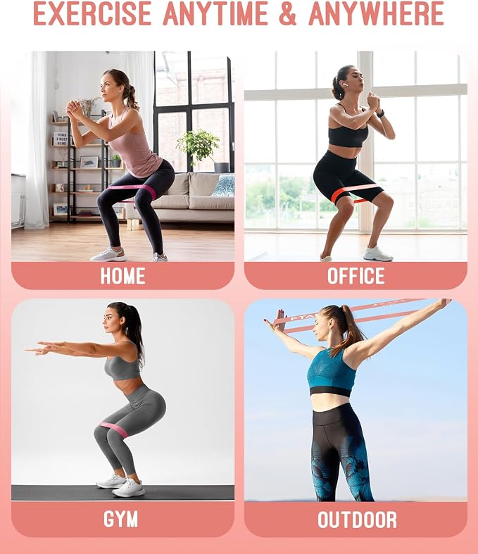 Resistance Bands for Working Out, Exercise Bands with 5 Resistance Levels, Natural Latex Resistance Bands Designed for Home Fitness, Strength Training and Flexibility Exercises