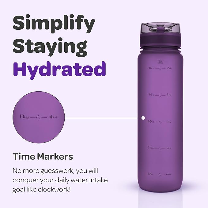 Hydracy Water Bottle with Time Marker - 500 ml 17 oz BPA Free Water Bottle -Leak Proof & No Sweat Gym Bottle with Fruit Infuser Strainer -Ideal Gift for Fitness, Sports & Outdoors - Berry Blue | BPA-Free Tritan, Leakproof Flip-Top Lid,No-Sweat Sleeve,C...