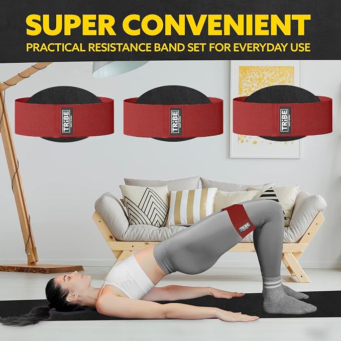Fabric Resistance Bands for Working Out, 3-Pack for Legs and Glutes | Booty bands for women and men, non-slip grip, 3 resistance levels, for squats, lunges, hip thigh training, glute activation