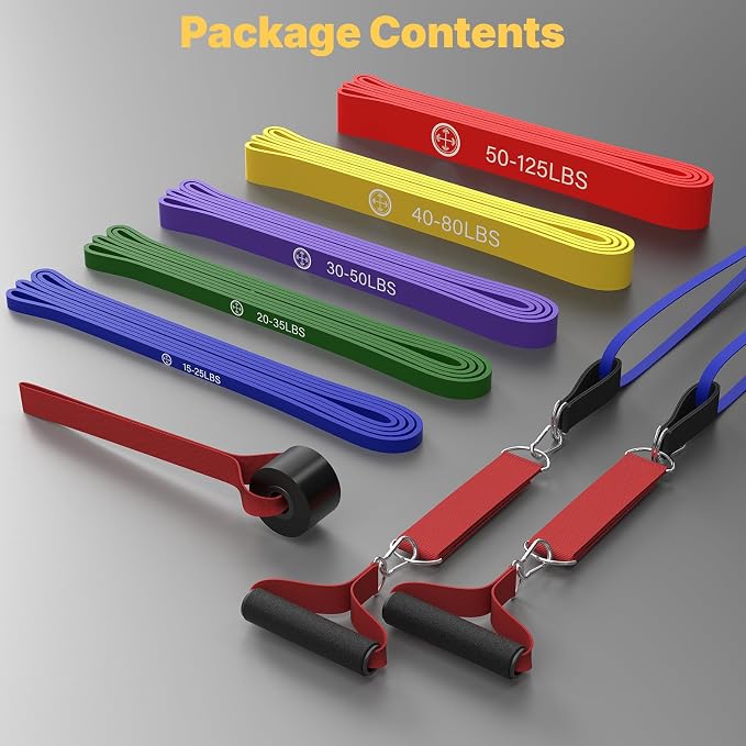 Exercise Bands,Set of 6 Resistance Bands for Working Out,Pull Up Bands Set,at Home Workout Equipment,Instruction Guide and Carry Bag Included