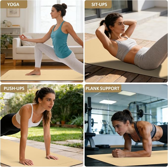 Gruper Yoga Mat Non Slip, 72"L x 24"W x 0.24"/0.32"TH, Anti-Tear Exercise Mat with Carrying Strap and Bag, Pro TPE Yoga Mats for Women, Workout Mats for Home, Pilates and Floor Exercises