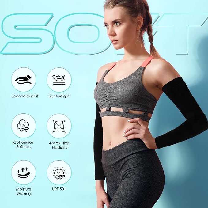 RHsia 4 Pairs UV Sun Protection Arm Sleeves for Men Women, Compression Cooling Sun Sleeves - Sports - Workouts - Tattoo Cover