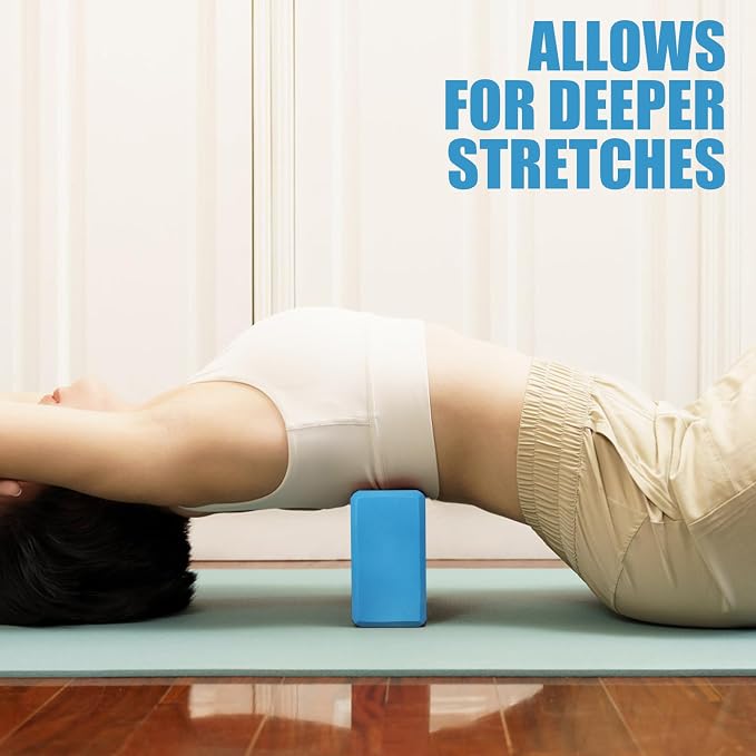 Septo 2 Pcs Yoga Blocks, 9x6x3 Inch Foam Blocks for Pilates | High density EVA foam Yoga Props lightweight non-slip surface for meditation stretching balance training