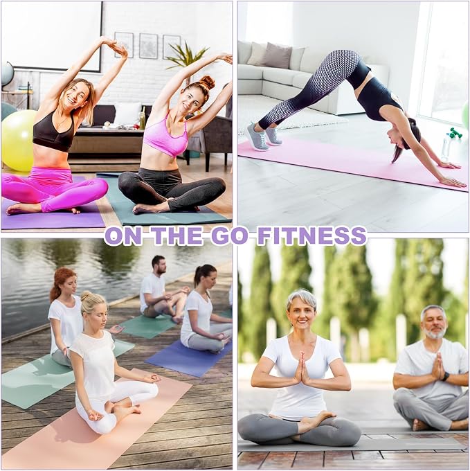 Funtery 3 mm Thin Yoga Mats Bulk, 68 x 24 Inches Lightweight PVC Exercise Mats Non Slip Workout Fitness Pads for Yoga Pilates Stretching Classes Gym Home Studio