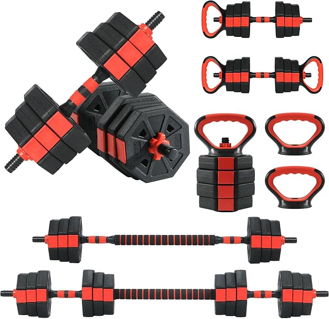 Garvee Adjustable Dumbbell Set, 44/66/88Lbs Free Weight Set with Connector, 4 in 1 Gym Set Used as Kettlebell, Dumbbell, Push up Stand, Weight Plate, Home Gym Weight Dumbbells Set, Fitness Exercises
