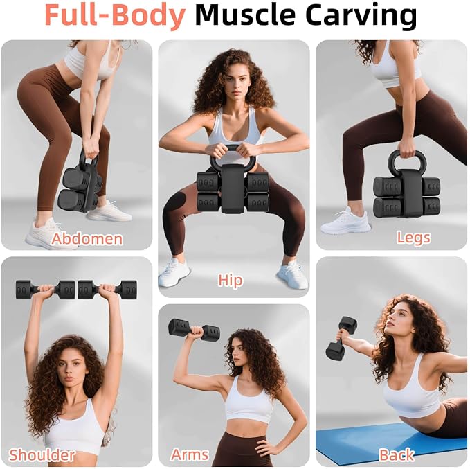 2-in-1 Adjustable Dumbbell Set, 4-Level Weights for Women | Convertible Dumbbell & Kettlebell, Adjustable 2.2-5.5lb Each, Quick-Change Button, Compact for Home Gym, Office & Outdoor