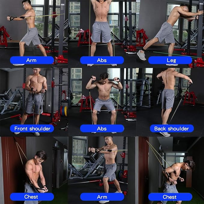 WHATAFIT Resistance Bands, Exercise Bands with Handles, Workout Bands for Working Out, Fitness Bands Set for Home Gym Full Body Strength Training, Muscle Tone, Yoga & Stretching