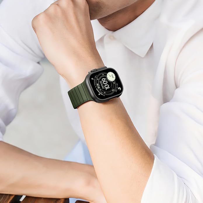 SNBLK Magnetic Band Compatible with Apple Watch Bands for Men 44mm 45mm 46mm 49mm 42mm 41mm 40mm 38mm Women, Secure Silicone Sport Loop Magnet Strap for iWatch Ultra 3 2 1 SE Series 11 10 9 8 7 6 5 4