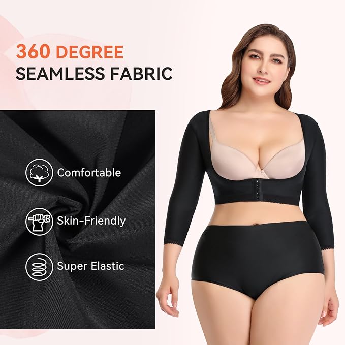 woahee Women's Arm Shaper Plus Size Arm Faja Compression Sleeve Garment Post Surgical Arm Shapewear