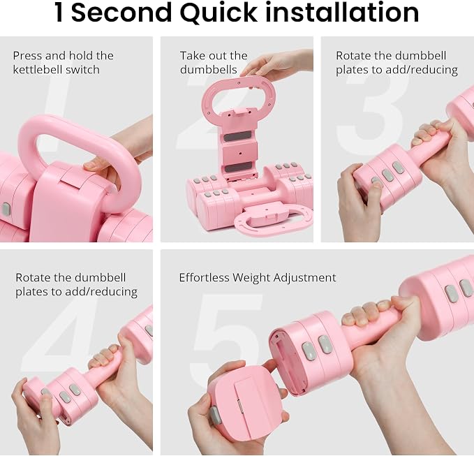 2-in-1 Adjustable Dumbbell Set for Women - 4 Levels (2.2lbs to 12.1lbs) - Home Gym Weights for Women at Home - Fitness Dumbbells