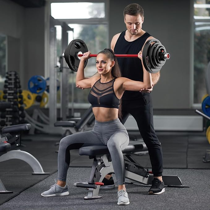 RitFit Barbell Weight Set - 4/6FT Olympic Barbell with Weight Plates (55-115LB Total) - Weightlifting Equipment for Squats, Curls, Deadlifts, Presses, Hip Thrusts