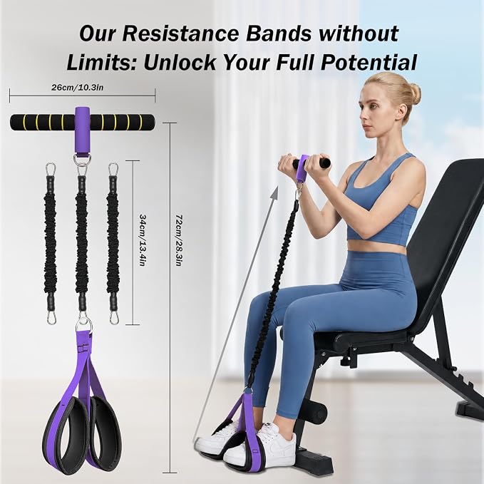 Resistance Bands with Handles, 6-Tube Elastic Pedal Resistance Band for Working Out, Durable Natural Rubber Exercise Bands, Multifunction Exercise Equipment for Abdomen, Waist, Arm, Leg Stretching