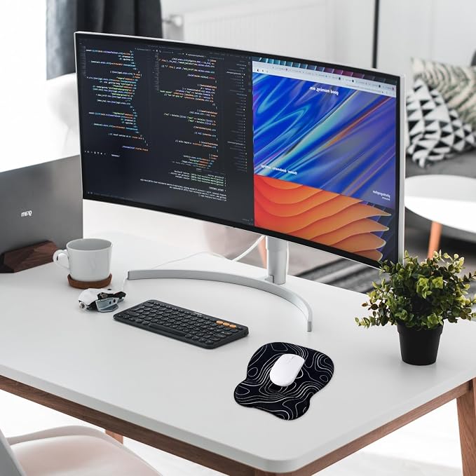 EooCoo Ergonomic Mouse Pad with Wrist Rest, Memory Foam Support Mousepad | Non-Slip Base for Computer, Cafe, Home & Office, 9.64 x 8.26 in Office Desk Accessories, Carpal Tunnel Relief