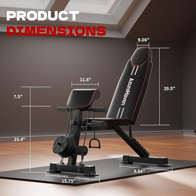 Adjustable Weight Bench, Foldable Incline Decline Flat Workout Bench for Home Gym Full Body Dumbbell Exercise, 660LBS Capacity