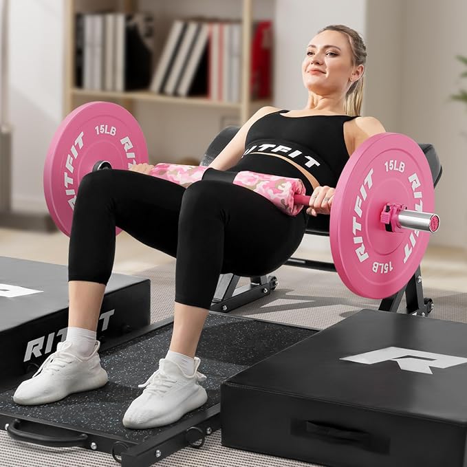 RitFit Barbell Weight Set - 4/6FT Olympic Barbell with Weight Plates (55-115LB Total) - Weightlifting Equipment for Squats, Curls, Deadlifts, Presses, Hip Thrusts