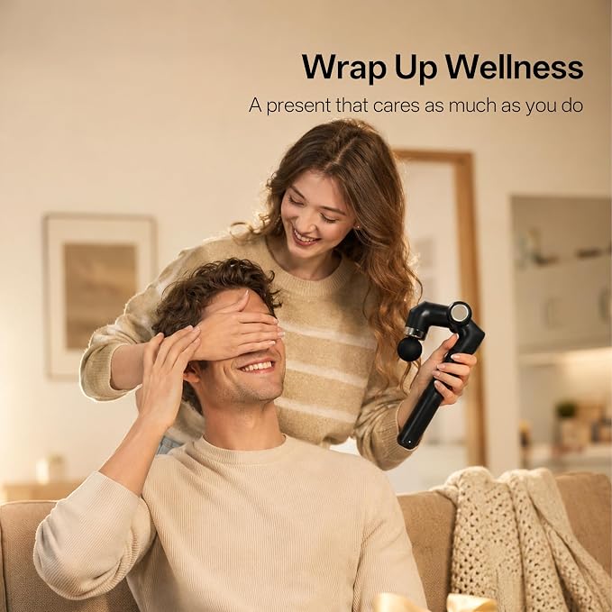 brenzo Massage Gun with Extended Handle, Cordless Full Body Massager | 6 Speeds, 10mm Amplitude, 3200 R/min, Multiple Massage Heads