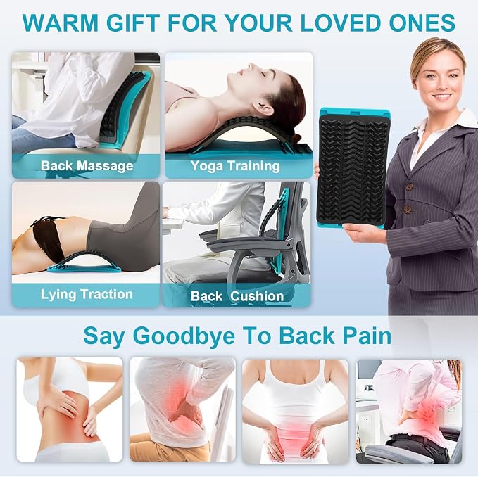 Back Stretcher for Lower Back Pain Relief, Multiple Level Adjustable Arch Lumbar Back Cracker Board, Back Cracking Device, Back Massager for Scoliosis, Spine Decompression Support