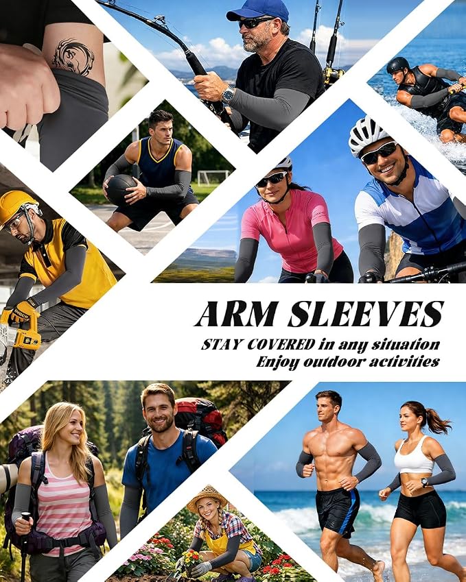 BHYTAKI Cooling Compression Arm Sleeves for Men Women,UPF50 UV Sun Protection Sleeves for Work Sport Tattoo Cover Up