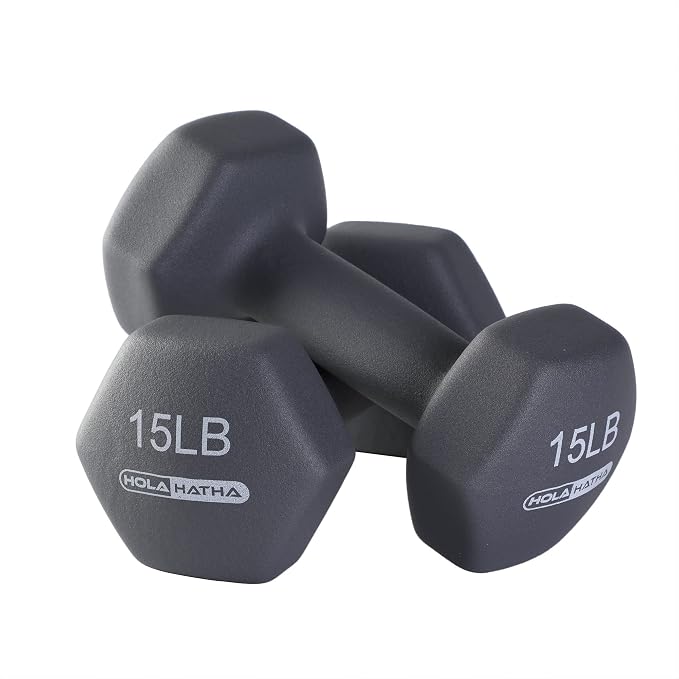 HolaHatha 1, 2 and 3 lb Neoprene Dumbbell Strength Training Weight Set with Rack