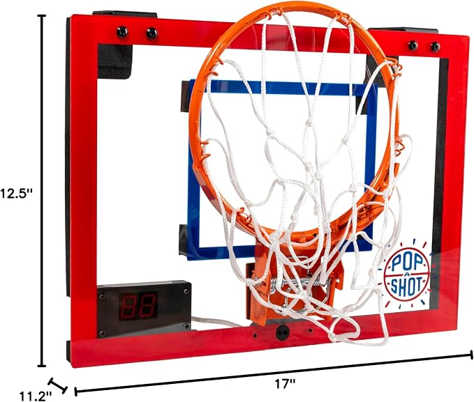 Pop-A-Shot Super Slam | Over the Door Mini Basketball Hoop Built for Dunks | Indoor Over-the-Door Mini Hoop with Electronic Scoreboard, Built for Dunks in Bedrooms & Game Rooms with a Spring-loaded Rim