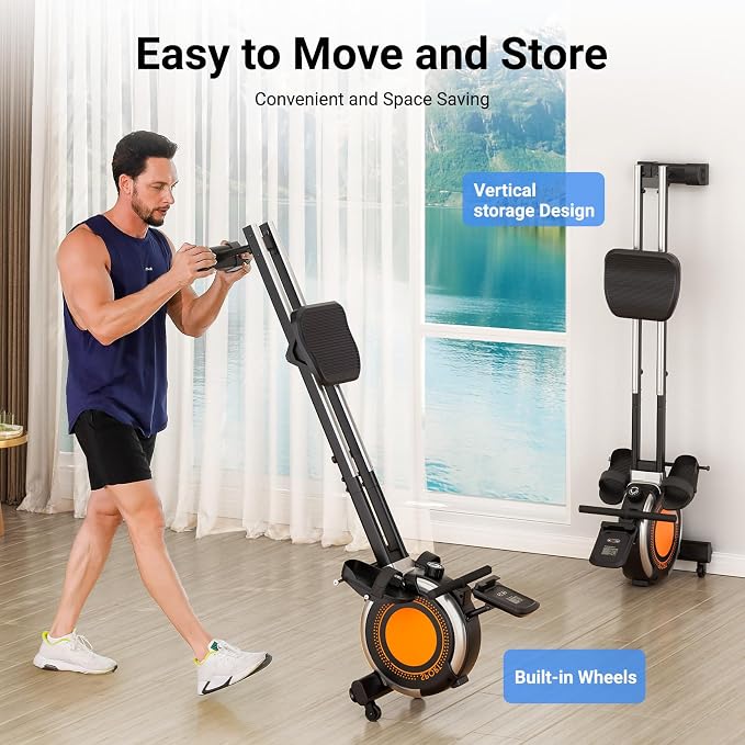 Dripex Rowing Machines for Home, Upgraded Rowing Machine Magnetic Rower, Max 360 LBS, 16 Levels of Workout Resistance, Dual Slide Rail, App Compatible, LCD Monitor, Row Machine for Gym Exercise