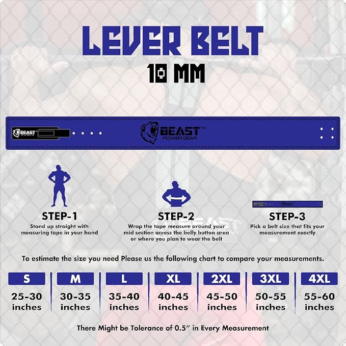 Beast Power Gear Weight Lifting Belt Lever Buckle 10MM 13MM Thick & 4 Inches Free Strap Weightlifting, Powerlifting, Deadlifts, Squats Men Women