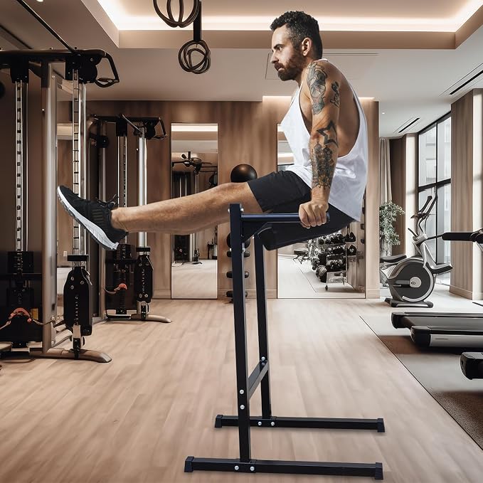 Adjustable Height Dip Bar Station, Heavy Duty Dip Station for Home Gym,Multi-function Dip Station Pull Up Bar Full Body Strength Training Workout Fitness Equipment for Tricep Dips