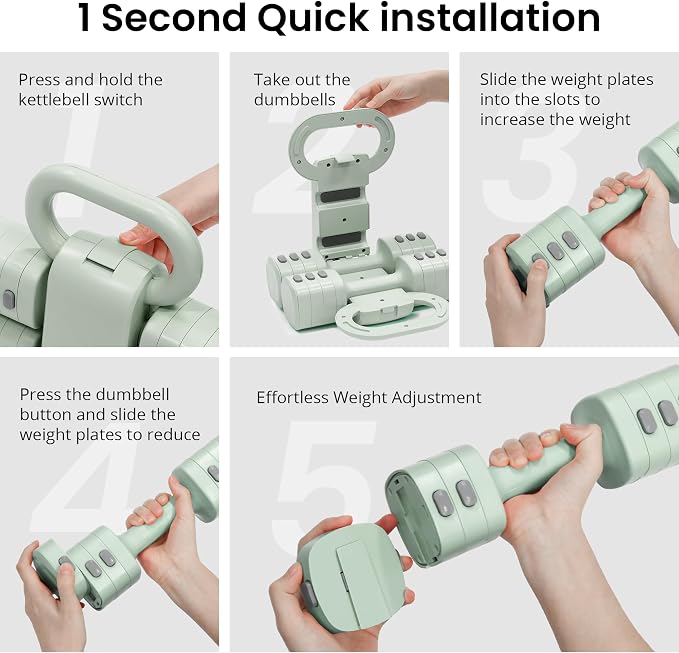 2-in-1 Adjustable Dumbbell Set for Women - 4 Levels (2.2lbs to 12.1lbs) - Home Gym Weights for Women at Home - Fitness Dumbbells