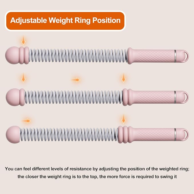 Adjustable Ropeless Battle Ropes, Portable Cordless Battle Ropes for Home Gym, Workout Equipment Exercise Rope for Low-Impact Workout, Strength & HIIT, for Men & Women (Pink)