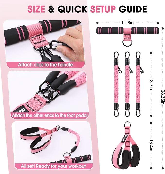 Upgraded Multifunction Pedal Resistance Band with Handle, Adjustable Foot Pedal Resistance Bands for Core, Arm, Legs, Body Strength, Portable Home Gym Workout Equipment for Men & Women