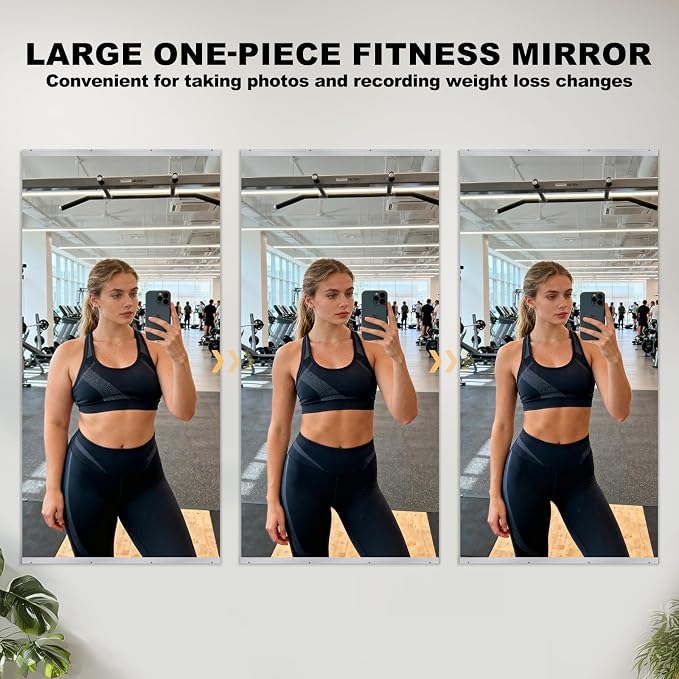 48''x24'' Exercise Mirror for Home Gym Full Length, Garage Gym Wall Mirror, Large Workout Mirrors Frameless Tempered Glass for Gym, Yoga, Bedroom, Dance Studio, Living Room