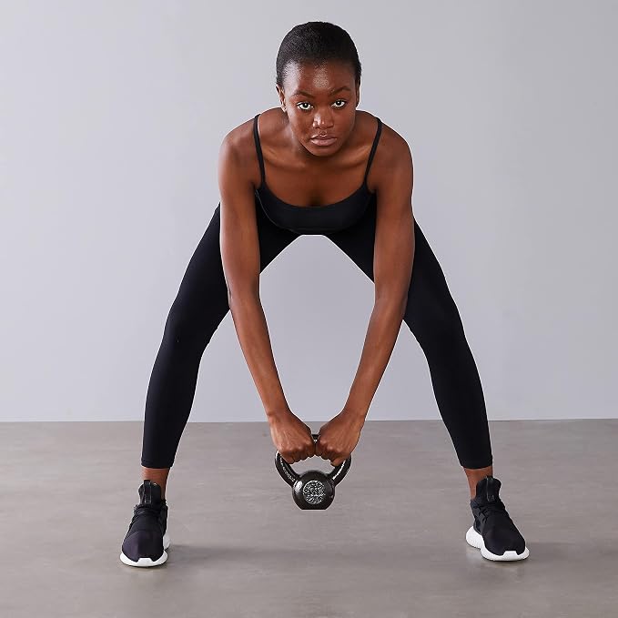 Amazon Basics Cast Iron Kettlebell for Strength Training, Textured Wide Handle, Black