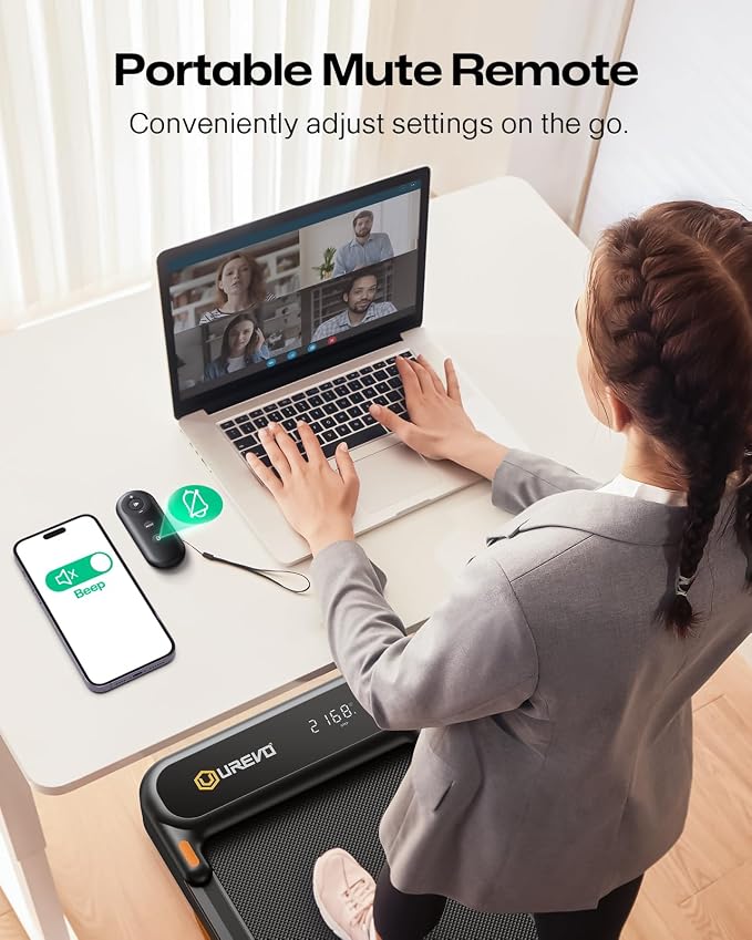 UREVO Strol 2E Smart 2-in-1 Folding Treadmill, Compact Walking Pad with Safety Handle, Plug and Play, Standing Desk Treadmill with Dual LED Display, Smart APP, Walking or Running for Home
