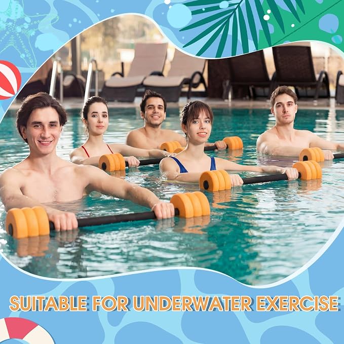 Soulchen Long Aquatic Exercise Dumbbells Pool Exercise Foam Water Weights Dumbbell Aquatic Pool Barbells with High Density EVA Foam for Swim Water Aerobics Workouts Loss