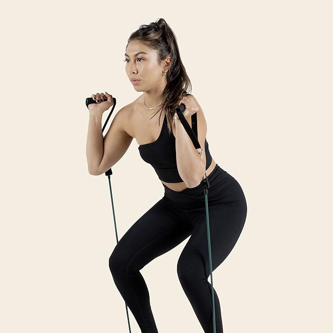 Retrospec Train Resistance Bands Set for Working Out - 5 Stackable Bands, Handles & Door Anchor - Portable Fitness Equipment for Physical Therapy & Yoga Includes Carry Bag