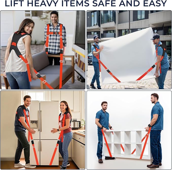 Ytonet Furniture Moving Straps for Lifting with Back Support, Round Sling | 2-Person Lifting and Moving System, Appliance Shoulder Lifting Straps for Sofa, Mattress, Refrigerator, 135 inches Long