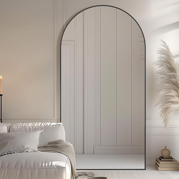 LFT HUIMEI2Y 76"x34" Arch Full Length Mirror, Black Floor Mirror | Tempered Oversized Mirror Full Body with Aluminum Alloy Frame; Standing, Leaning, or Wall Mount for Bedroom, Living Room